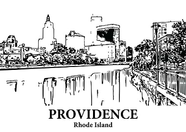 Providence Rhode Island Skyline Drawing