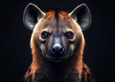 Hyena Portrait on Black Background