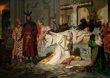 Historical Painting: Royal Scene with Mourning