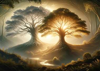 The Two Trees of Light at the Dawn of Time