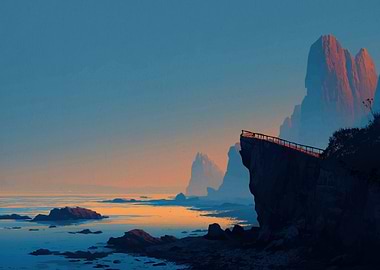 Coastal Cliffside Landscape at Sunset