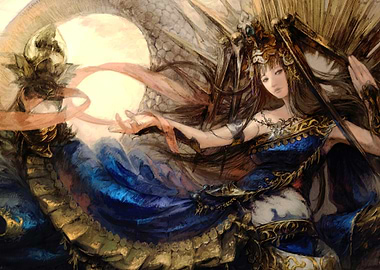 Final Fantasy Woman with Dragon Digital Art