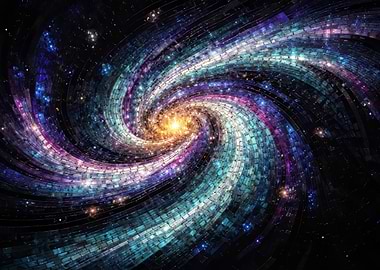 Abstract Galaxy Swirl with Mosaic Tiles