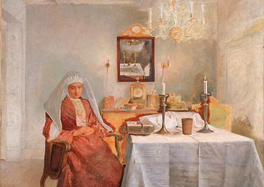 Woman in Traditional Dress, Interior Scene