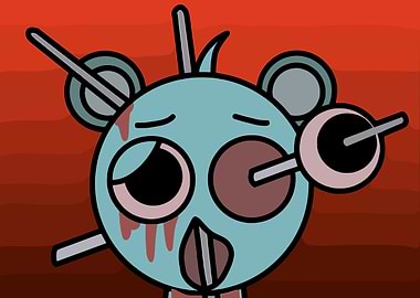 Injured Cartoon Bear with Arrows