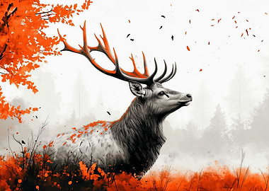 Deer in Autumnal Forest