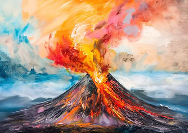Volcano Eruption Painting