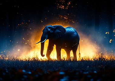 Elephant in Fiery Forest