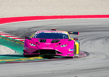 Pink and Yellow Lamborghini Race Car