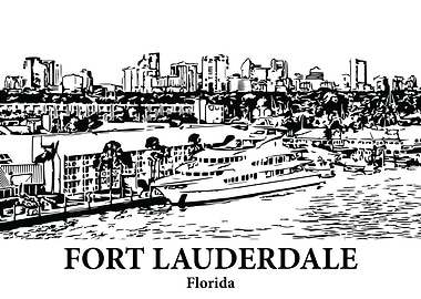 Fort Lauderdale Florida Skyline Drawing