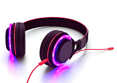 Black and Pink Glowing Headphones