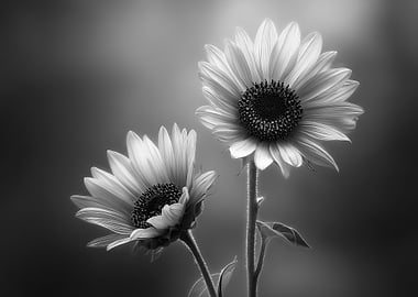 Monochrome Sunflowers