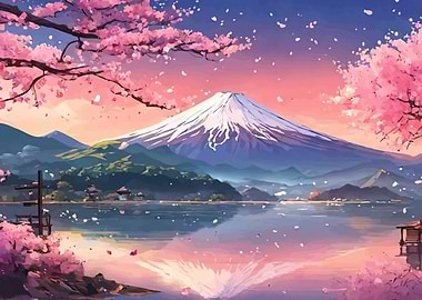 Mount Fuji and Cherry Blossoms