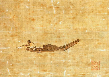 Solitary Angler on a Wintry River