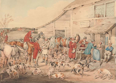Watercolor Painting of a Fox Hunt