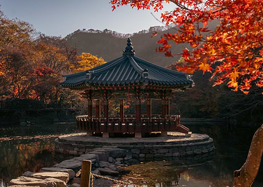 Autumn Pavilion in South Korea