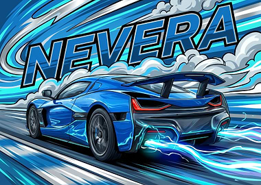 Rimac Nevera Blue Car Illustration