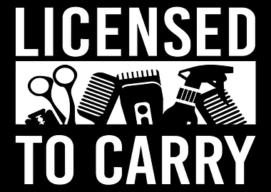 Licensed to Carry Poster, Barber Tools Wall Art, Funny Hairdresser Workshop Print