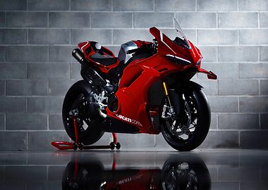 Red Ducati Motorcycle Studio Shot