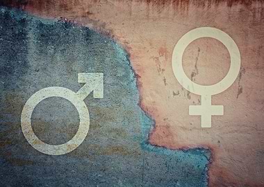 Male and Female Symbols on Grunge