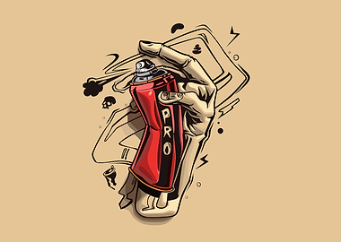 Hand Holding Red Spray Paint Can