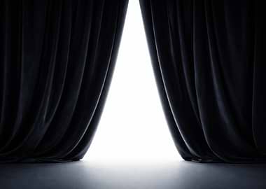 Open Dark Curtains with Bright Light