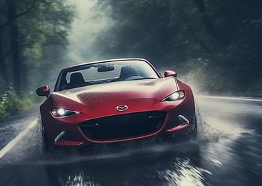 Mazda Miata on Rainy Road