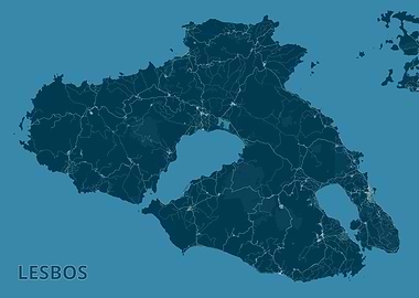 Lesbos Island Map - Detailed Network
