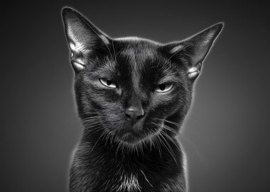 Grumpy Black Cat