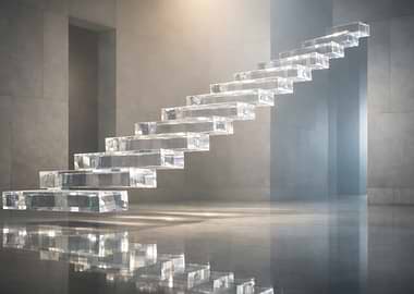 Floating Crystal Staircase in Modern Interior