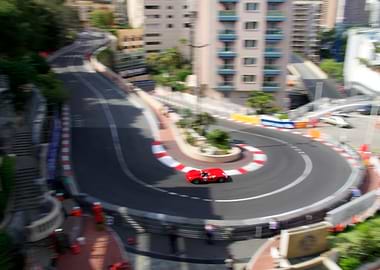 Classic Ferrari Race Car on Monaco Track