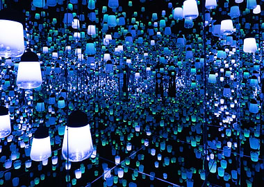 Infinite Lanterns: Blue and Green Illumination