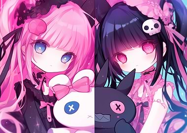 Anime Girls with Plushies