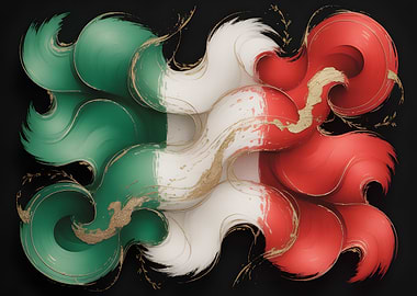Abstract Italian Flag with Gold Accents