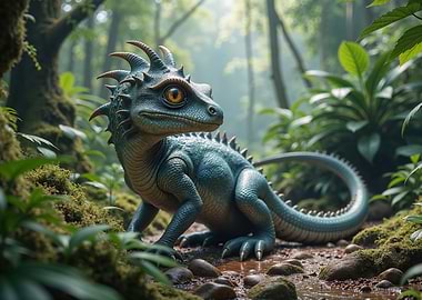 Cute Dinosaur in Forest