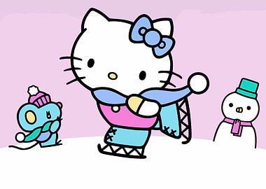 Hello Kitty Ice Skating with Friends