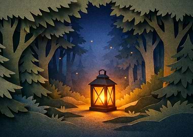 Lantern in a Papercut Forest