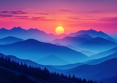 Mountain range at sunset