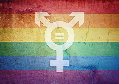 Transgender Pride Symbol on Rainbow Background