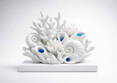 White Coral and Shell Sculpture