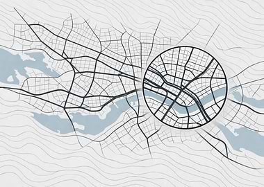 Minimalist City Map with Circular Zoom