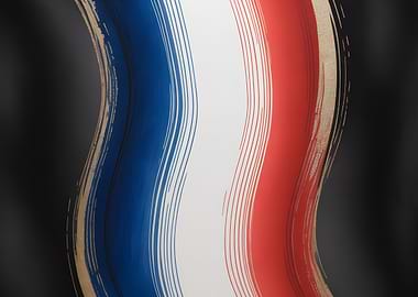 Abstract French Flag Brush Strokes