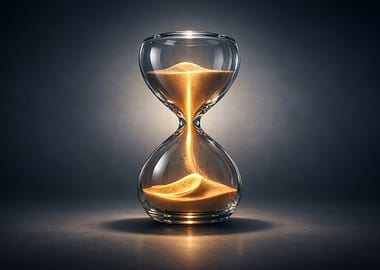 Hourglass with flowing golden sand