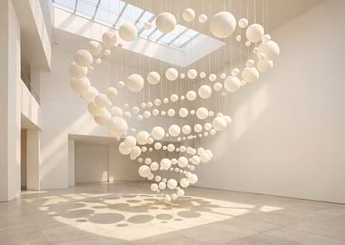 White Spheres Chandelier in Modern Interior