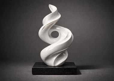 Abstract White Sculpture on Black Base