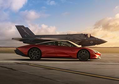 Red McLaren with F-35