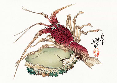 Japanese Lobster and Abalone Painting