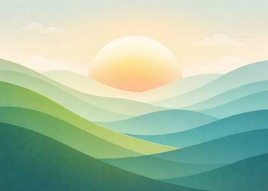 Sunrise Over Rolling Hills