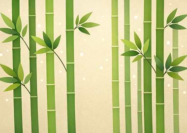 Bamboo Stalks with Leaves
