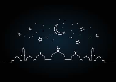 Mosque Silhouette Under Starry Night Sky